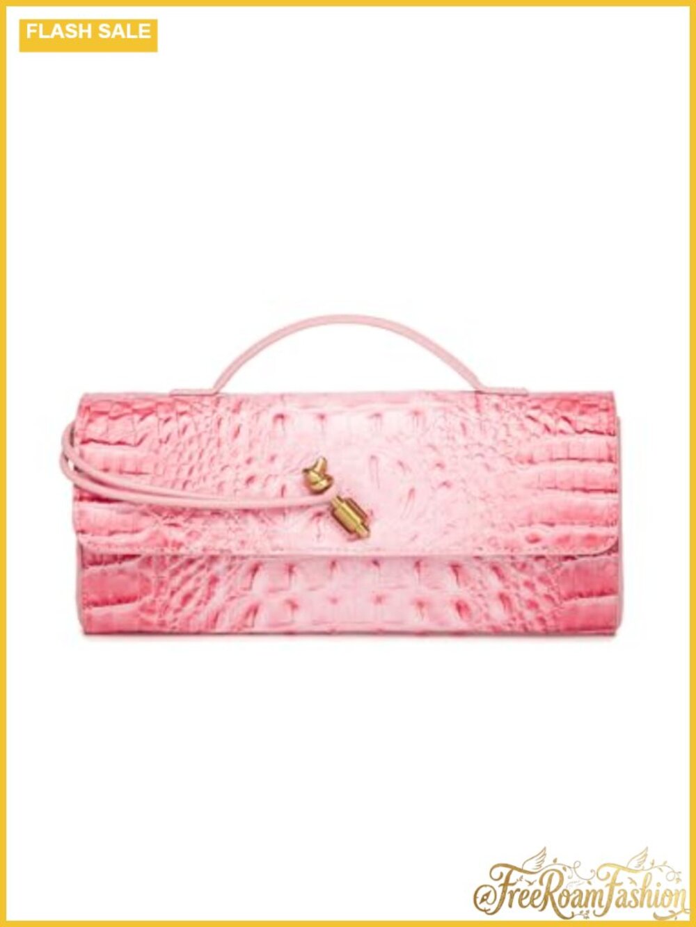 Croc Embossed Vegan Leather Clutch Crossbody Evening Shoulder Bag